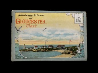Antique Souvenir Folder Of Gloucester Mass Colored Photo Lithograph Views