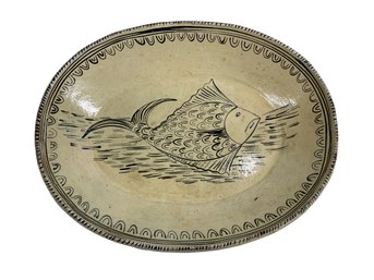 Vintage Michoacan Mexican Terra Cotta Pottery Fish Platter