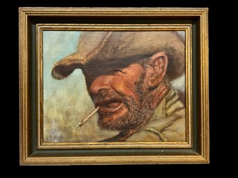 Southwestern Oil Painting Of A Cowboy  By M. Hinds