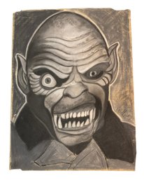 Universal Monster Charcoal Sketch Signed Dated 82 Horror Art