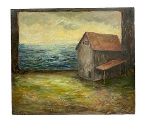 S Barnhart Fields House With A View 1995 Oil On Board Seascape