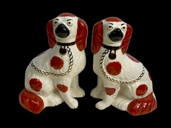 Pair Of Earthenware Staffordshire Spaniels