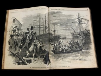 Ballous Pictorial Drawing Room Companion Nine Volumes 1855 Rare Boston Tea Party Print Native Americans Etc