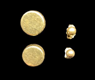 Two Pair Of 14K Gold Marked Pierced Earrings