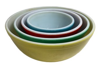 Vintage Set Of Four Pyrex Primary Colors Nesting Bowls