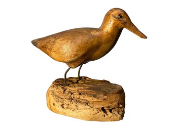 Small Wooden Bird Decoy Signed Adams