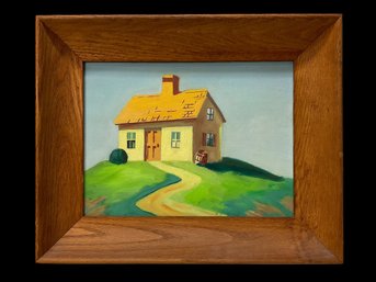 Unsigned Yellow House Oil Painting Very Hopper-esque