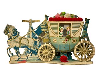 Giant 1920s/1930s Valentine Card Couple In A Carriage