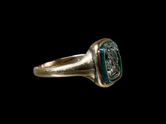 Victorian Intaglio Bloodstone 10K Gold Ring