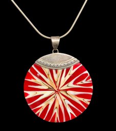 Art Glass Pendant On A Sterling  Necklace