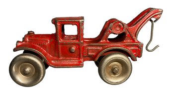 Antique 1920s Arcade Tow Truck In Original Red Paint