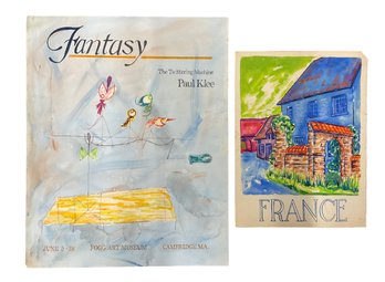Illustrator Art Lot France Poster And Copy Of Klee Poster Fogg Art Museum Watercolor