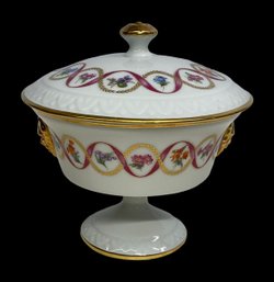 Vintage Limoges France Hand Painted Floral Porcelain Covered Compote