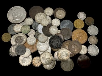 Lot Of Mostly Foreign Mostly Antique Coins