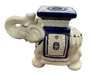Vintage Chinese Porcelain Elephant Form Garden Seat Or Planter