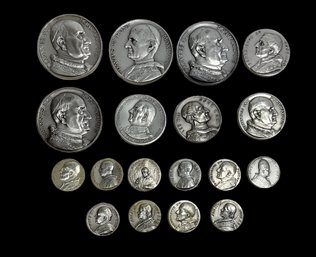 Lot Of Eighteen Various Various Pope Commemorative Medals Stritch Pius XI Paulus VI Etc.