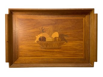 Vintage Wooden Inlay Fruit Bowl Tray