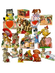 Big Batch Of Antique 1920s Animal Themed Valentine Cards