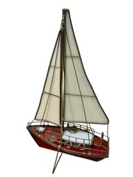 Vintage Stained Glass Art Sailboat