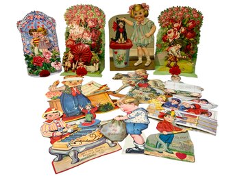 Batch Of Oversized Antique Valentine Cards Popup And Mechanical