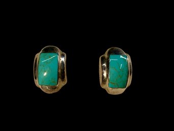 Turquoise And Sterling Post Style Earrings