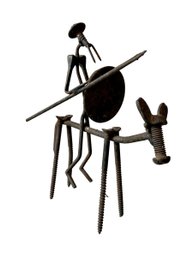 Folk Art Metal Don Quixote Made From Screws And Nails