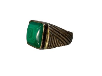 Mens Vintage Sterling Silver And  Malachite Ring Size 11