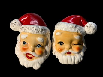 Pair Of Kitschy 1960 Santa Claus Salt And Pepper Shakers