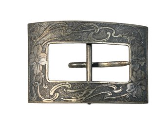 Period 1910s Art Nouveau Sterling Silver Antique Belt Buckle