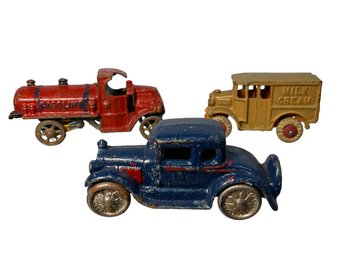 Trio Of Antique Cast Iron Toy Trucks