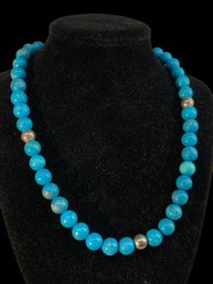 Turquoise And Sterling Beaded Strand Necklace