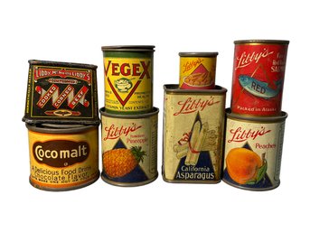 Lot Of Eight Miniature Antique Toy Canned Foods
