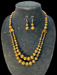 Tigers Eye Necklace And Earring Set