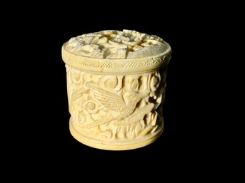 Chinese Cylindrical Carved Opium Box
