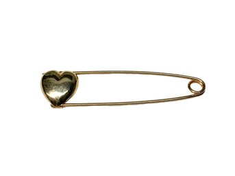 14K Gold Heart Safety Pin Charm Keeper