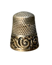 Antique Sterling Silver And 14K Thimble