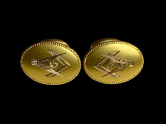 10K Gold Engraved Freemason Cufflinks