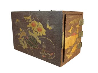 Sparkly Antique Gold Lacquer Ware Box With Drawers