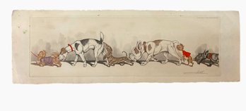 Boris O Klein (1893-1985) Pencil Signed Etching Dirty Dogs Of Paris Ducher & Mathieu Naughty Dogs