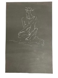 Vintage Modernist Abstract Pen & Ink Drawing Of A Satyr Unsigned