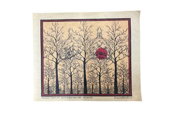 Screen Print By Tadco Rockport MA Designed By Robert Herrick Vintage Trees Sunset