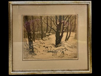 1916 Winter In The Berkshires Etching By Lester Hornby