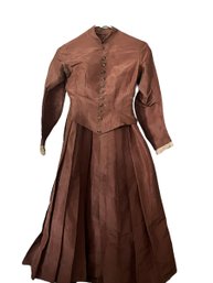 Antique Victorian Women's Handmade 1880s Bustle Skirt Jacket Dress
