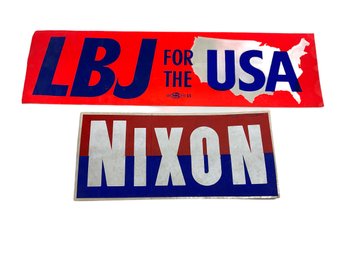Vintage Richard Nixon LBJ  USA Lyndon B Johnson Presidential Campaign Bumper Stickers Political Memorabilia
