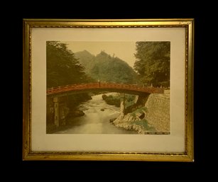 Framed Sacred Bridge Antique Japanese Photo