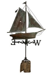Vintage Copper Sailboat Weathervane From Yield House