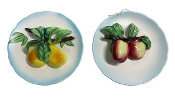 Handmade Porcelain Decorative Fruit Plaques Apples And Pears