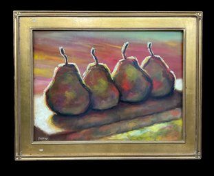 Contemporary Gloucester Artist Lauri Fielding Oil On Canvas Of Pears
