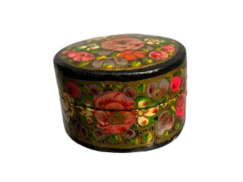 Kashmiri Hand Painted Lacquer Box Bright Pink Floral