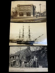 Trio Of Local Postcards Beverly Hose House, USS Constitution, Old Balch House